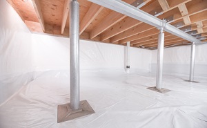 Crawl space structural support jacks installed in Walden