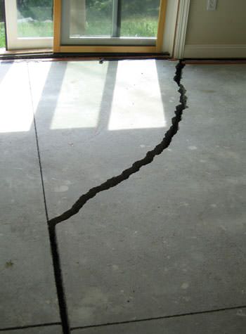 severely cracked foundation slab floor in Goshen