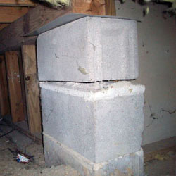 Collapsing crawl space support pillars Stony Point