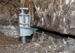 A properly installed foundation push pier system in Middletown repaired by our foundation contractors.