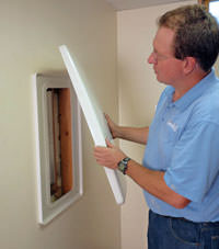 wall anchor covers installed in a foundation repair for a Pearl River home.