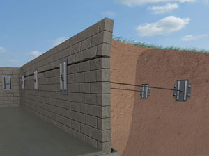 A graphic illustration of a foundation wall system installed in Port Jervis