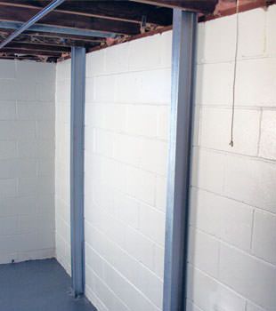 A PowerBrace™ i-beam foundation wall repair system in Poughkeepsie
