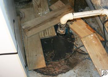 An ugly, clogged sump pump system in Wappingers Falls, New York