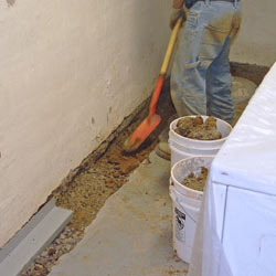 Digging a trench for a French Drain system in Poughkeepsie