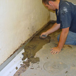 Testing a French drain system in a New Windsor home.