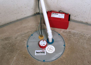 A sump pump system with a battery backup system installed in Port Jervis