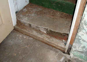 A flooded basement in Wallkill where water entered through the hatchway door