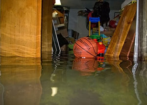 A flooded basement bedroom in Red Hook