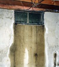 Flooding through basement windows in a Goshen home.