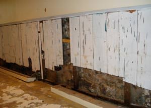 A wet, flooded finished basement in Fishkill