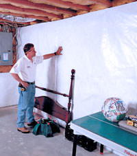 Plastic 20-mil vapor barrier for dirt basements, Nanuet, New York installation