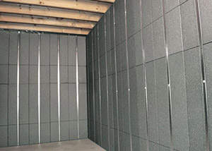 SilverGlo™ insulation and metal studs making up our Basement to Beautiful panels.  Installed in Monroe.